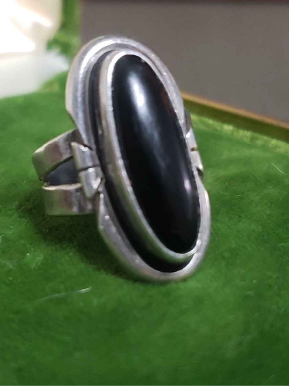 Native Silver Ring with Black Onyx